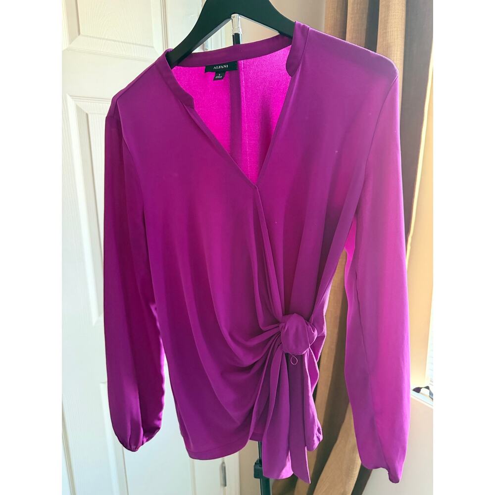 3 for $9 Alfani Knot Front Pink Long Sleeve Top EUC S